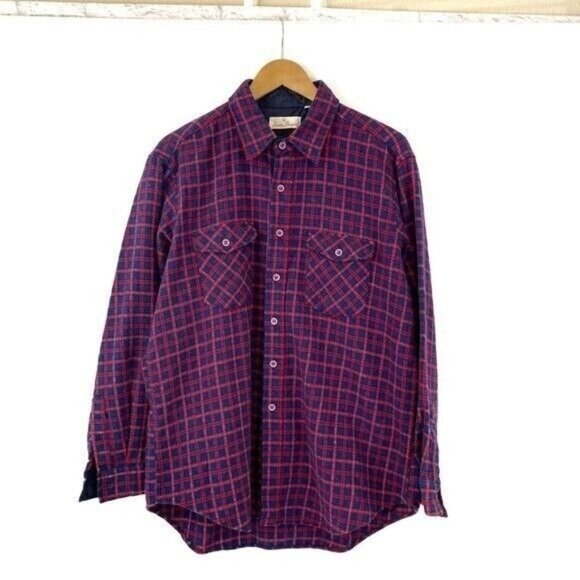 Lucien Piccard Vintage Men's Size XL Wool Plaid Button Front Shirt - Picture 3 of 6